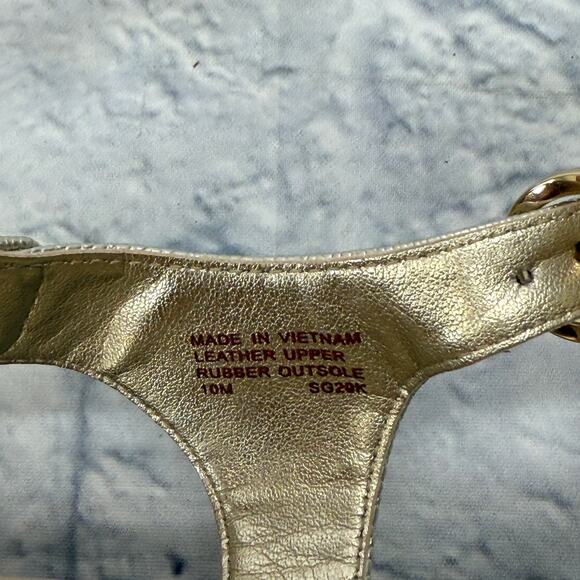 MICHAEL Kors Laney Metallic Lizard-Embossed Leather Espadrille Wedge Sandal 10 - Picture 6 of 7